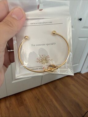Gold Knot Open Bangle Bracelet - Women Jewelry